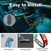 Kit LED Intérieur Voiture 72 LEDs RGB Contrôle APP Bluetooth - packshot studio - Becquet Voiture