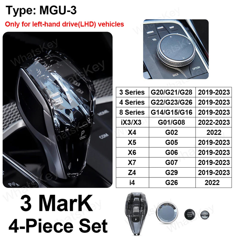 Kit Pommeau Cristal 4 Pièces BMW G20 G21 X3 X5 X6 X7 - vue de dessus 2 - Becquet Voiture