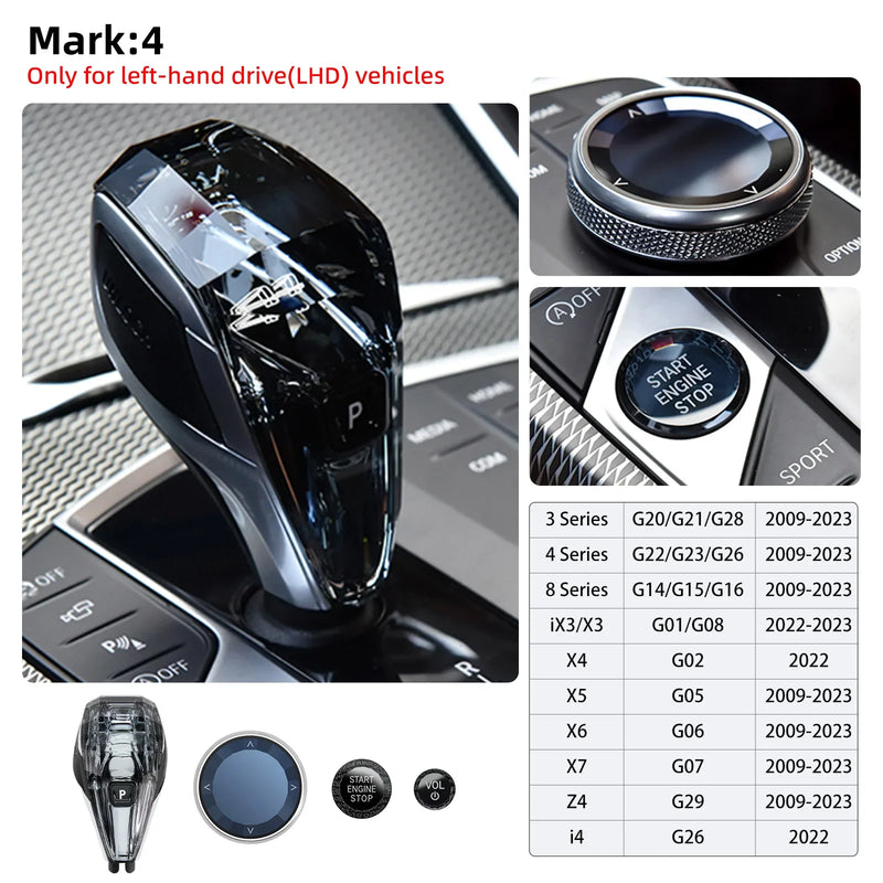 Kit Pommeau Cristal 4 Pièces BMW X3 X5 X6 Série 3 4 7 - packshot studio 3 - Becquet Voiture