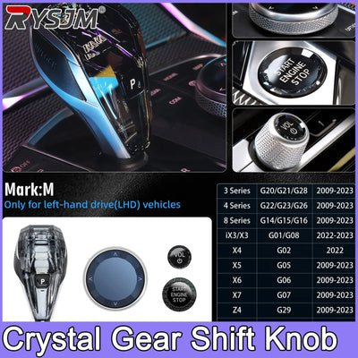 Kit Pommeau Cristal 4 Pièces BMW X3 X5 X6 Série 3 4 7 - vue de face - Becquet Voiture