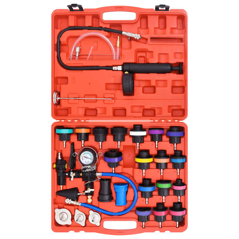 Kit Testeur Pression Radiateur 28 Pieces Mallette - vue arrière - Becquet Voiture