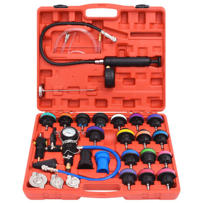 Kit Testeur Pression Radiateur 28 Pieces Mallette - vue de face - Becquet Voiture