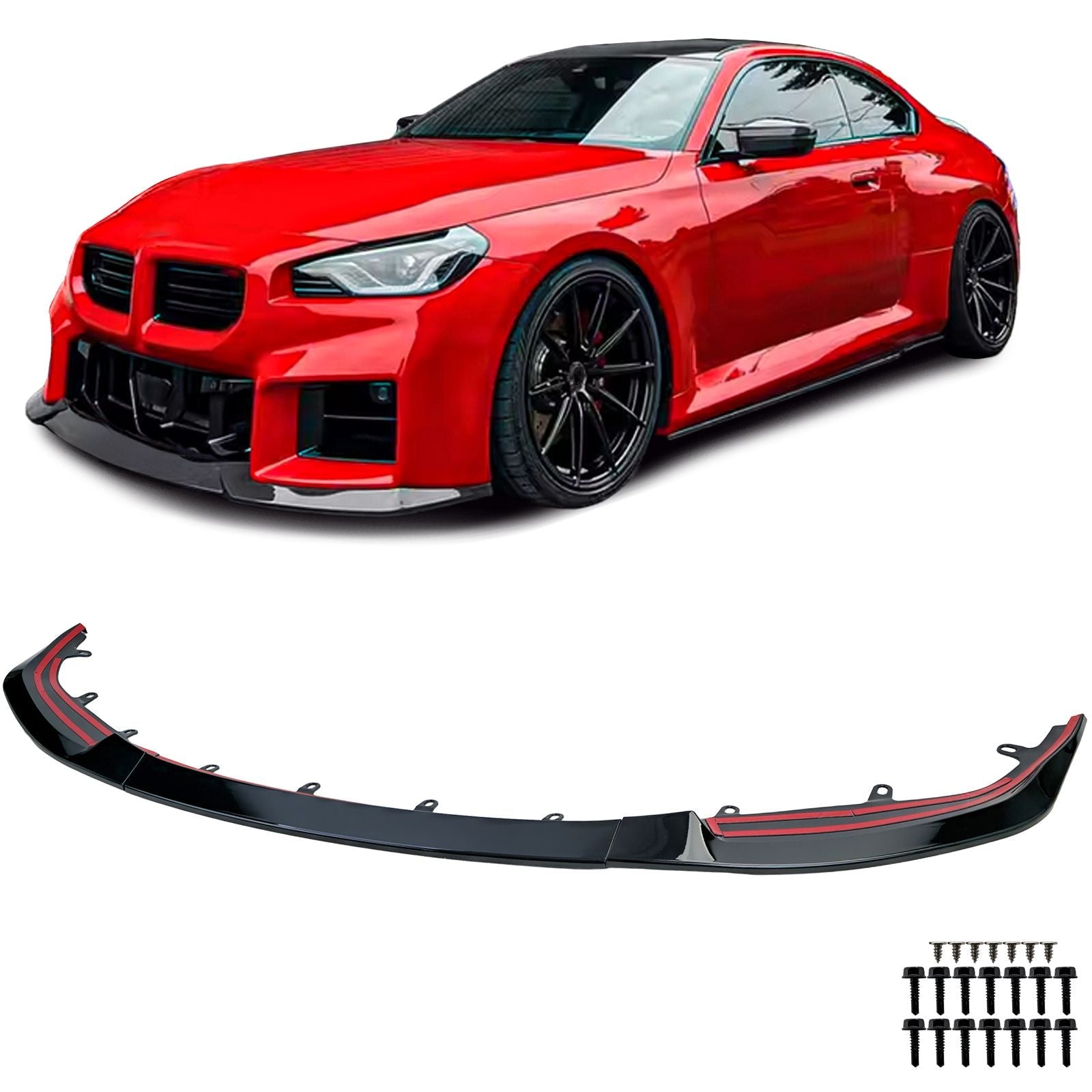 Lame avant splitter pare-chocs BMW M2 G42 2023-2026 noir brillant - vue de face - Becquet Voiture