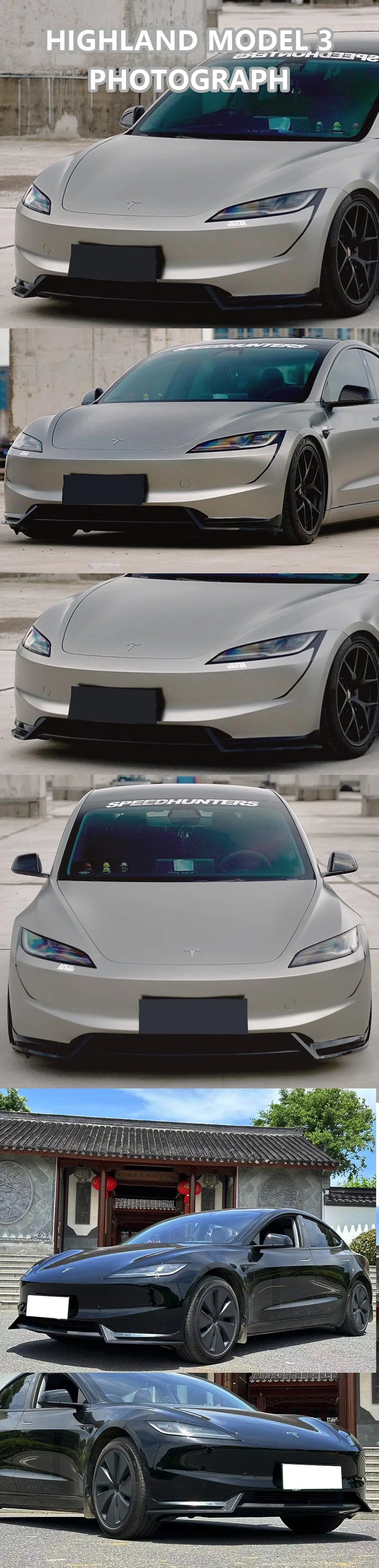 Lame Avant Tesla Model 3 Model Y 2016-2024 Look Carbone - vue de dessus - Becquet Voiture