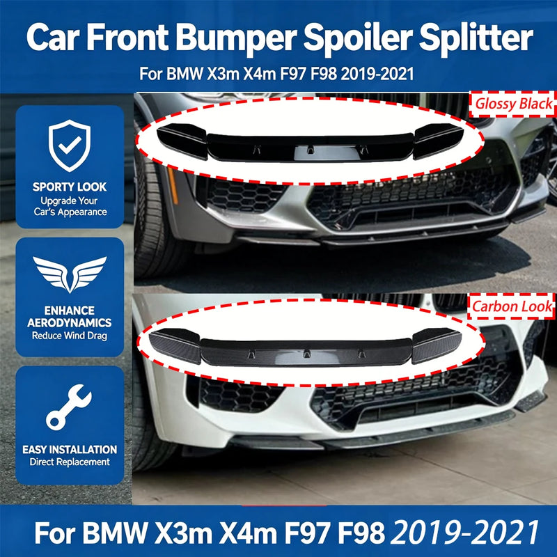 Lame de Pare-Chocs Avant BMW X3M X4M F97 F98 2019-2021 - vue de face - Becquet Voiture