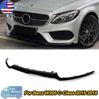 Lame de Pare-Chocs Avant Noir Mercedes Classe C W205 2015-2018 - vue de face - Becquet Voiture