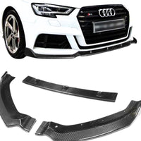 Front Bumper Blade Audi A3 S3 8V Black Carbon Fiber - fitting detail - Becquet Voiture