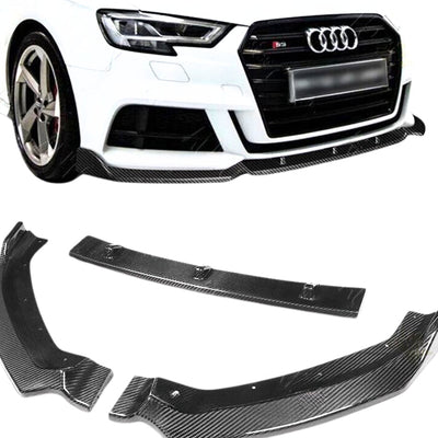 Lame Pare-Choc Avant Audi A3 S3 8V Noir Carbone - détail du montage - Becquet Voiture