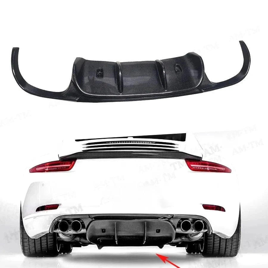 Lame Pare-Chocs Arrière Carbone Porsche 911 991 Carrera - vue de face - Becquet Voiture
