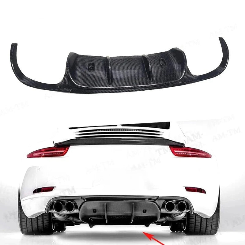 Lame Pare-Chocs Arrière Carbone Porsche 911 991 Carrera - vue de face - Becquet Voiture