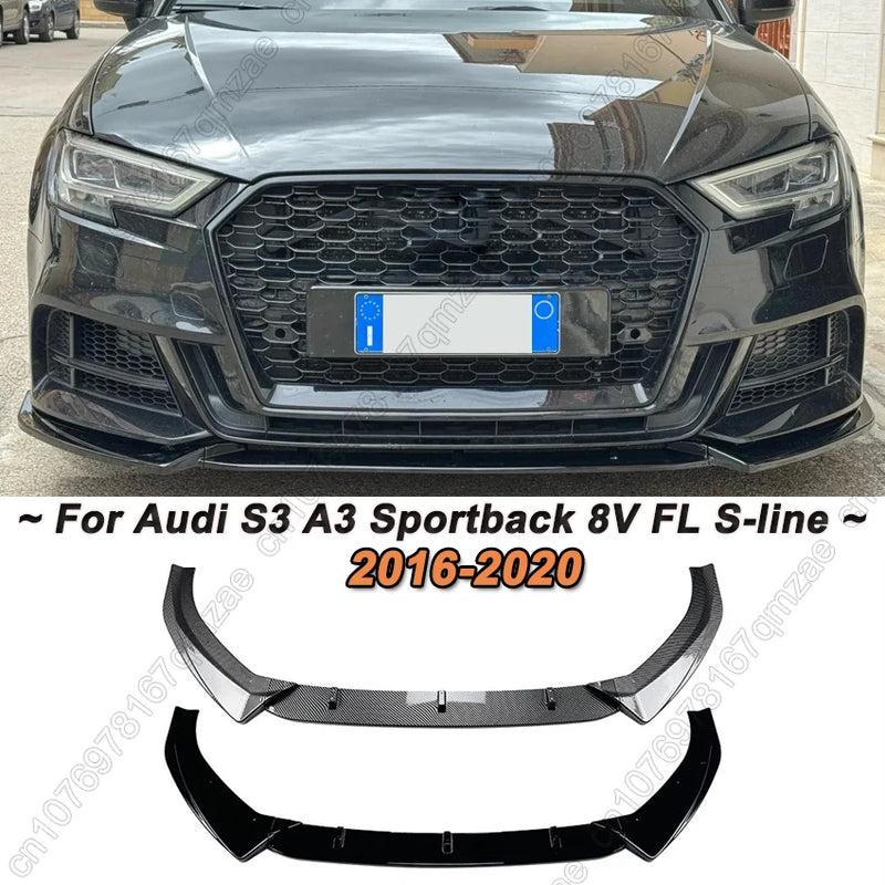 Lame Pare-Chocs Avant Becquet Audi A3 S3 8V 2017-2020 - vue de face - Becquet Voiture