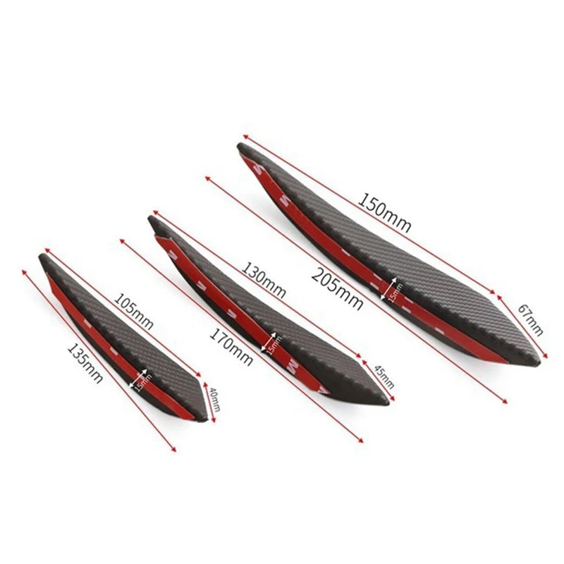 Universal front bumper blade wing diffuser 6 pieces - rear view - Becquet Voiture