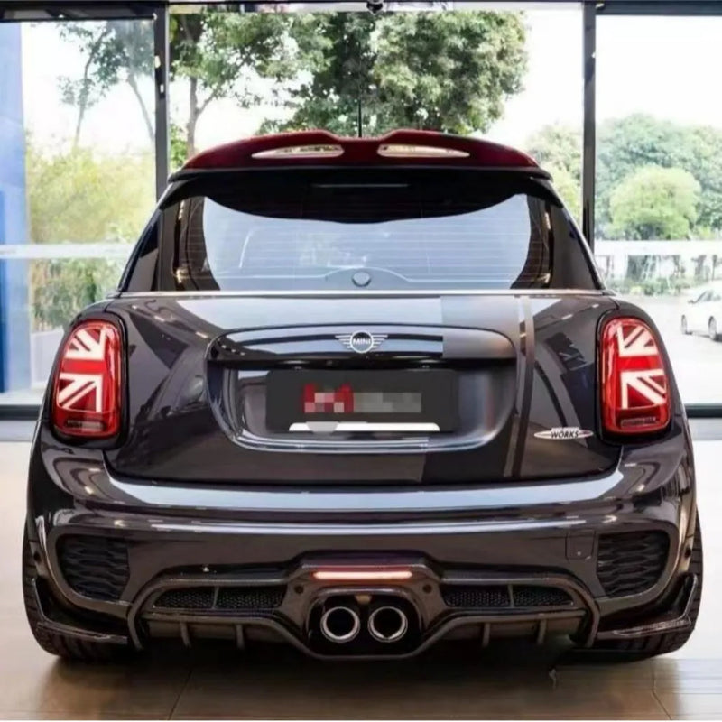 Lames de Pare-Chocs Arrière Carbone BMW Mini Cooper JCW - vue arrière - Becquet Voiture