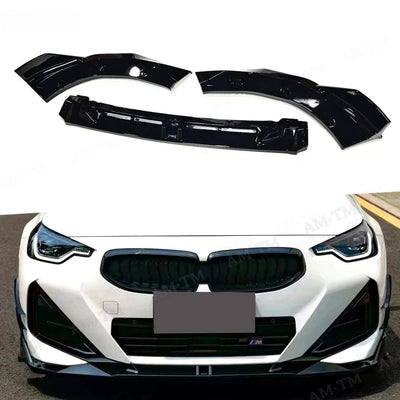 Lèvre Avant BMW Série 2 G42 M240i M235i Noir Brillant - vue de face - Becquet Voiture