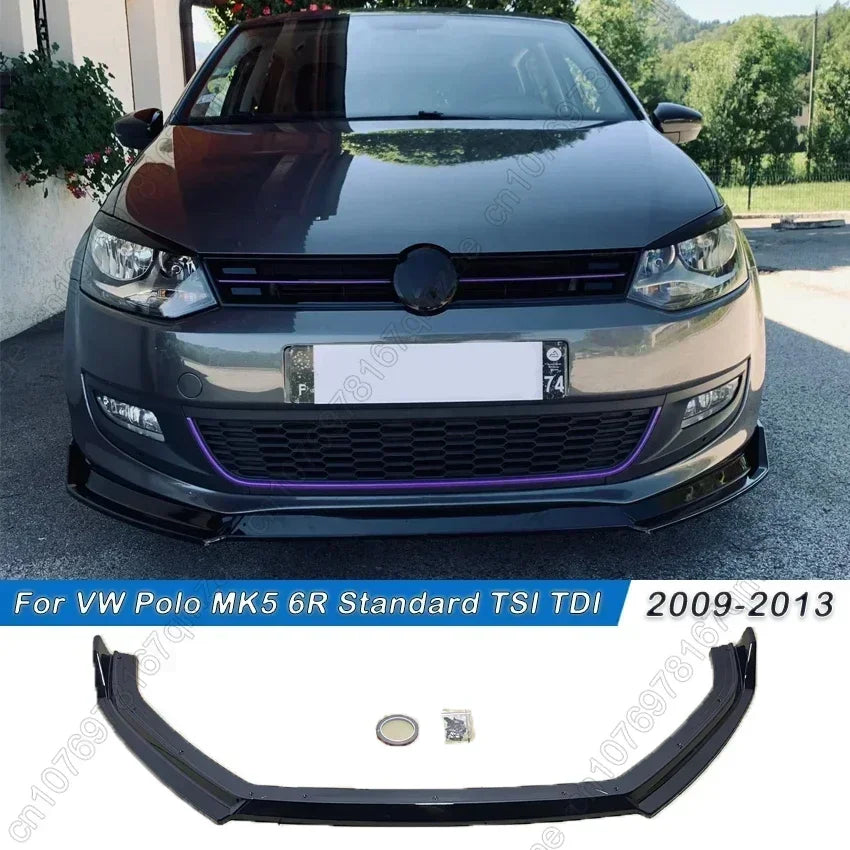 Lèvre de Pare-Chocs Avant VW Polo MK5 6R 2009-2013 - vue de face - Becquet Voiture