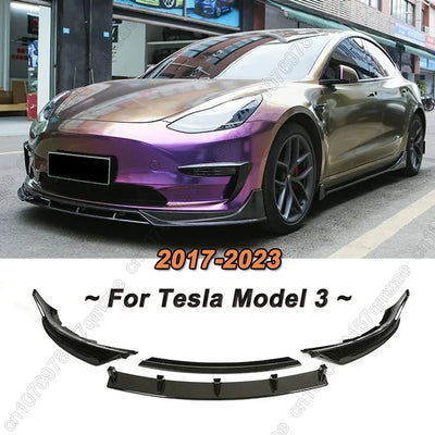 Lèvre Diffuseur Pare-Chocs Avant Tesla Model 3 2017-2023 - vue de face - Becquet Voiture