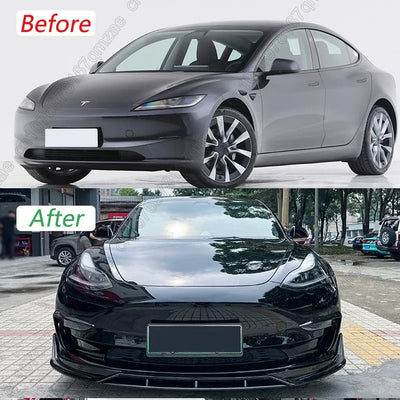 Lèvre Diffuseur Pare-Chocs Avant Tesla Model 3 2017-2023 - vue de profil - Becquet Voiture