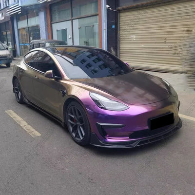 Lèvre Diffuseur Pare-Chocs Avant Tesla Model 3 2017-2023 - vue de trois-quarts - Becquet Voiture