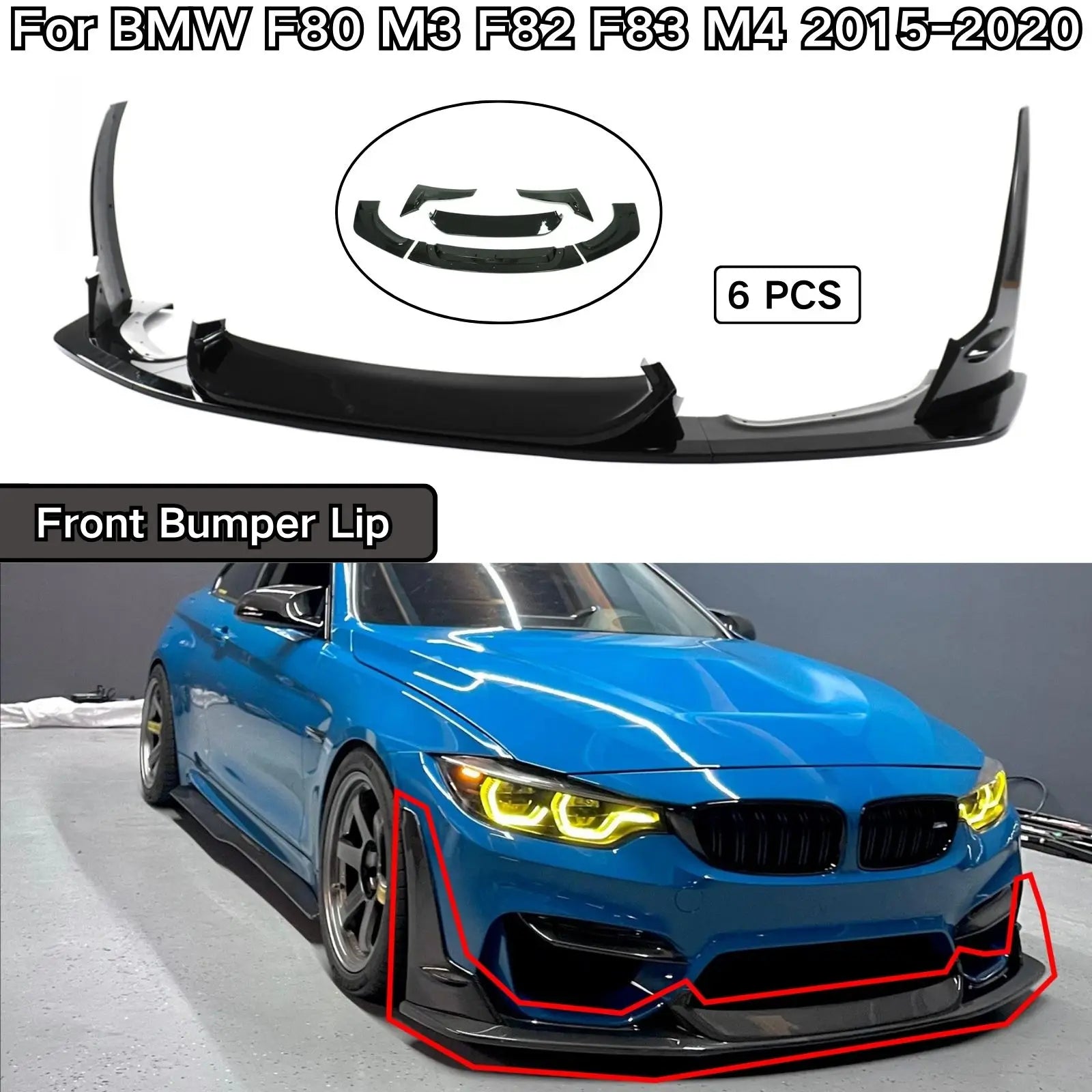 Lèvre Pare-Chocs Avant BMW M3 F80 M4 F82 2015-2020 - vue de face - Becquet Voiture