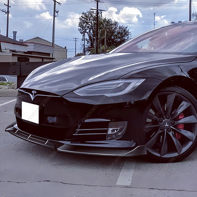Lèvre Spoiler Pare-Chocs Avant Tesla Model S 2012-2020 - vue de trois-quarts - Becquet Voiture