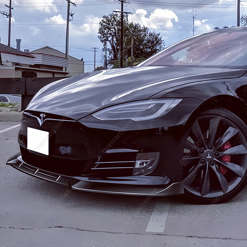 Lèvre Spoiler Pare-Chocs Avant Tesla Model S 2012-2020 - vue de trois-quarts - Becquet Voiture