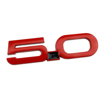 Logo 5.0 Ford Mustang GT Noir Rouge Chrome - installé sur véhicule - Becquet Voiture