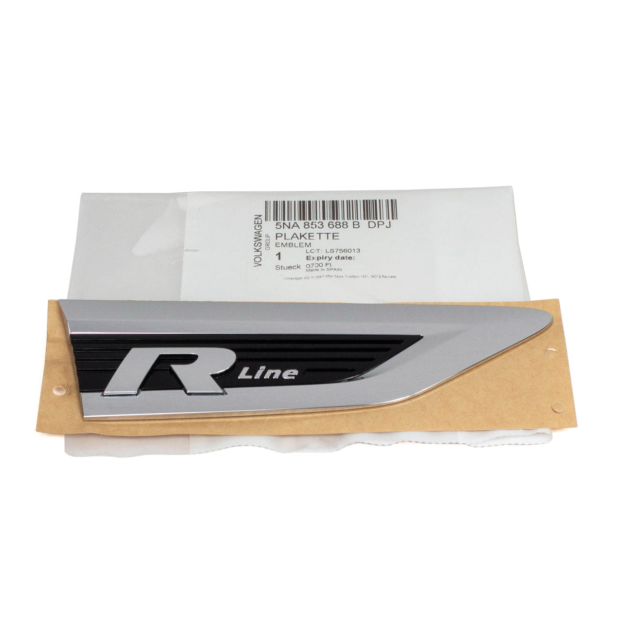 Logo Aile Volkswagen R-Line 5NA853688B - vue de face - Becquet Voiture