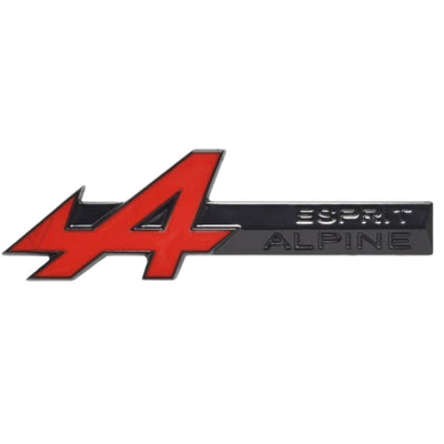 Logo Alpine Badge Métal Esprit Noir Chrome - vue de face - Becquet Voiture