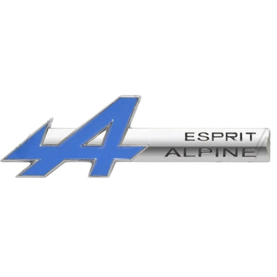 Logo Alpine Badge Métal Esprit Noir Chrome - vue de trois-quarts - Becquet Voiture