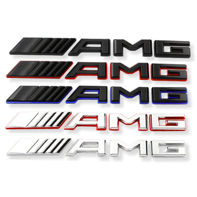 Logo AMG Coffre Arrière Mercedes Noir Chrome Rouge - vue de face - Becquet Voiture