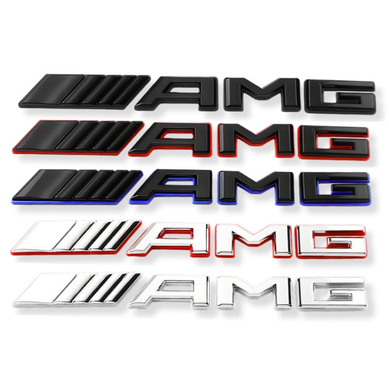 Logo AMG Coffre Arrière Mercedes Noir Chrome Rouge - vue de face - Becquet Voiture