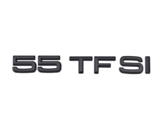 Logo Audi 55 TFSI Noir Brillant 17.5cm - vue de face - Becquet Voiture
