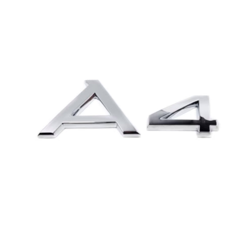 Logo Audi A4 Chrome 90x35mm - vue de face - Becquet Voiture