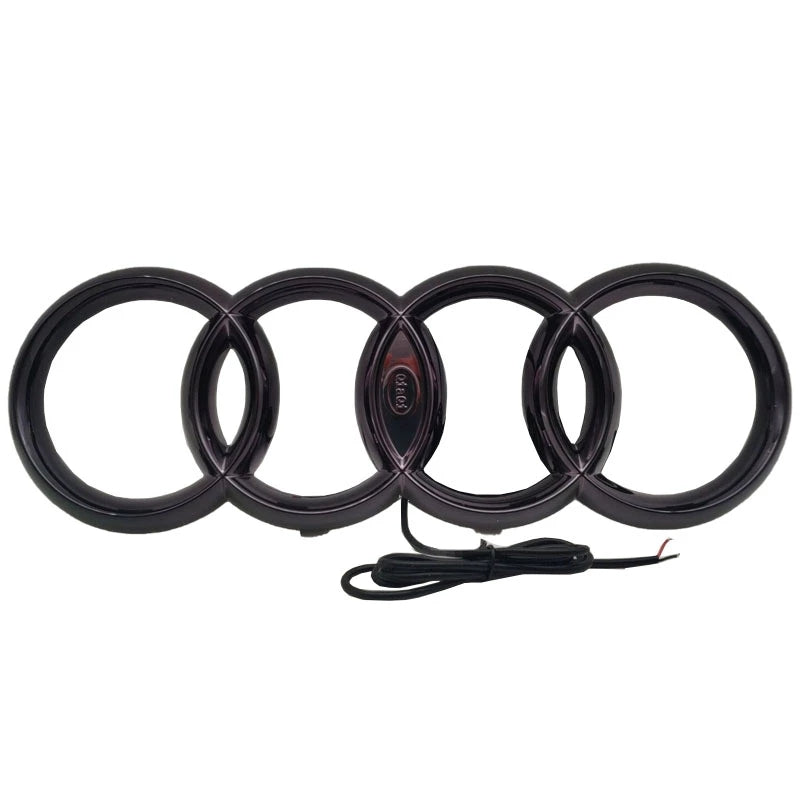 Logo Audi Avant Lumineux Led Noir Chrome Blanc Rouge - vue de dessus - Becquet Voiture