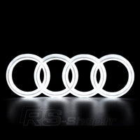 Logo Audi Avant Lumineux Led Noir Chrome Blanc Rouge - vue de face - Becquet Voiture