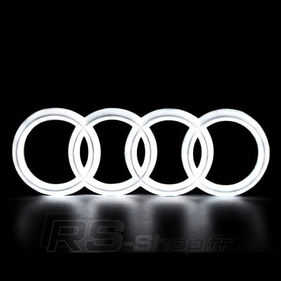 Logo Audi Avant Lumineux Led Noir Chrome Blanc Rouge - vue de face - Becquet Voiture