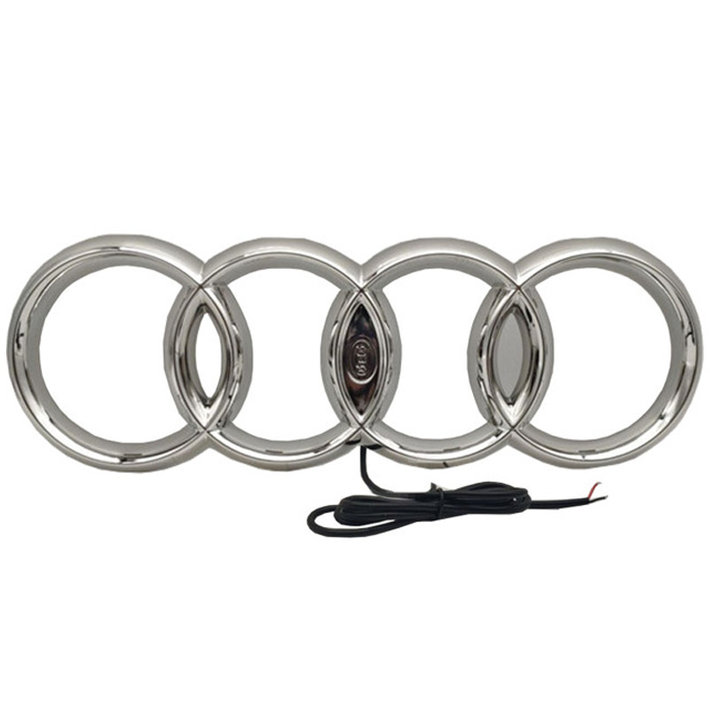 Logo Audi Avant Lumineux Led Noir Chrome Blanc Rouge - vue rapprochée - Becquet Voiture