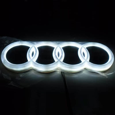 Logo Audi Lumineux LED 4D pour hayon Bleu Rouge Blanc - vue arrière - Becquet Voiture