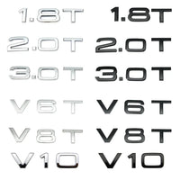 Logo Badge Audi Moteur 1.8T 2.0T 3.0T V6 V8 V10 - vue de face - Becquet Voiture