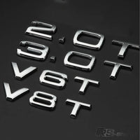 Logo Badge Audi Moteur 1.8T 2.0T 3.0T V6 V8 V10 - vue de trois-quarts - Becquet Voiture