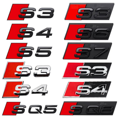 Logo Badge Audi S1 S3 S4 S5 S6 S7 S8 SQ - vue de face - Becquet Voiture
