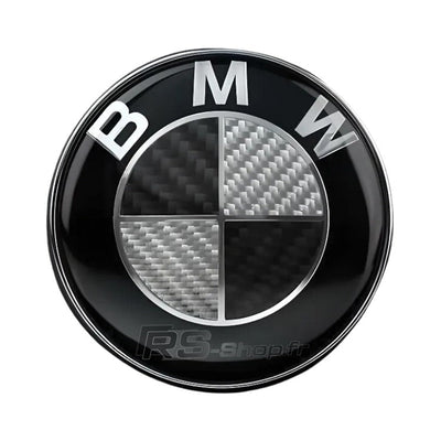 Logo BMW Noir Bleu Carbone 50e Anniversaire - installé sur véhicule - Becquet Voiture