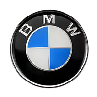 Logo BMW Noir Bleu Carbone 50e Anniversaire - vue arrière - Becquet Voiture