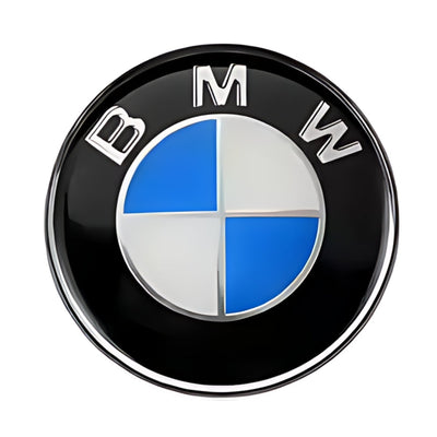 Logo BMW Noir Bleu Carbone 50e Anniversaire - vue arrière - Becquet Voiture