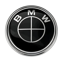 Logo BMW Noir Bleu Carbone 50e Anniversaire - vue de face - Becquet Voiture