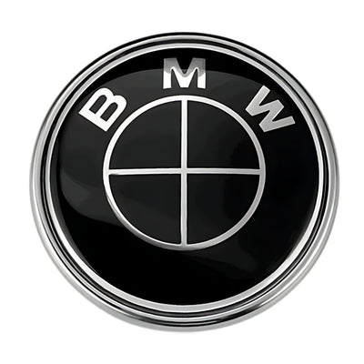 Logo BMW Noir Bleu Carbone 50e Anniversaire - vue de face - Becquet Voiture