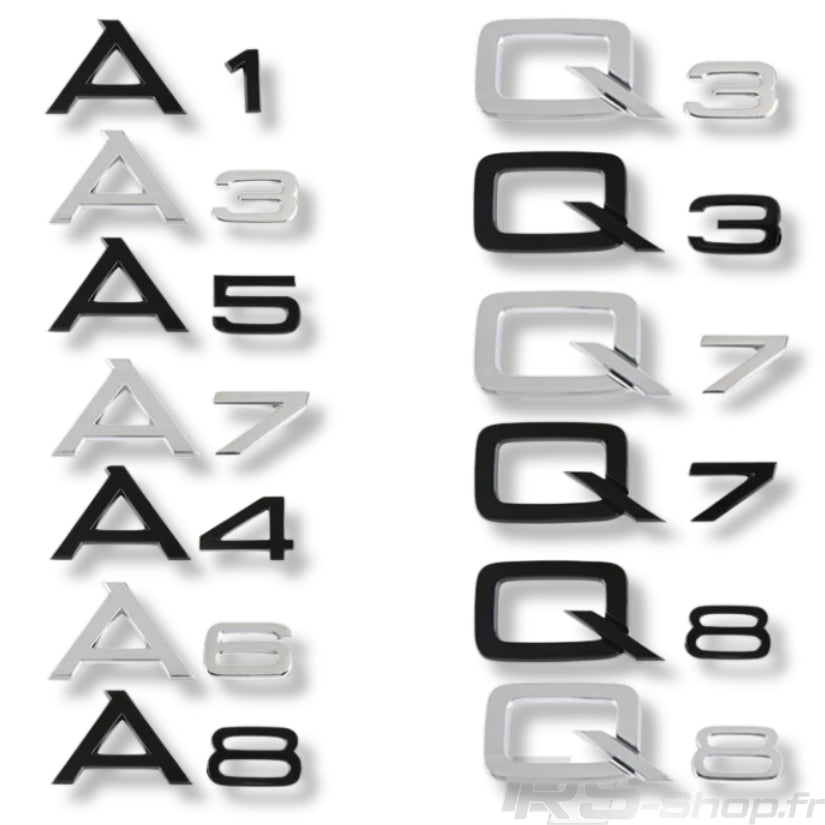 Logo Coffre Audi A1 A3 A4 A5 A6 A7 A8 Q - vue de face - Becquet Voiture
