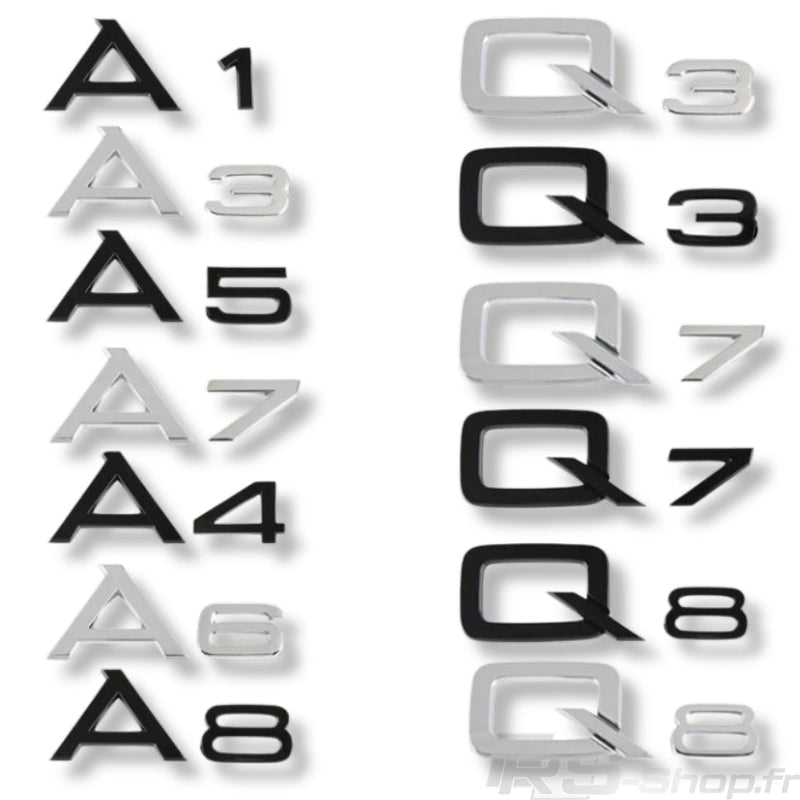 Logo Coffre Audi A1 A3 A4 A5 A6 A7 A8 Q - vue de face - Becquet Voiture