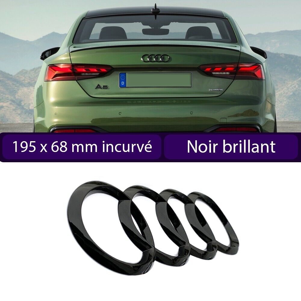 Logo Coffre Noir Brillant Audi A5 Sportback Incurvé - vue de face - Becquet Voiture