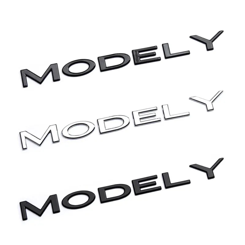 Logo Coffre Tesla Model 3 Y Noir Chrome - vue arrière - Becquet Voiture